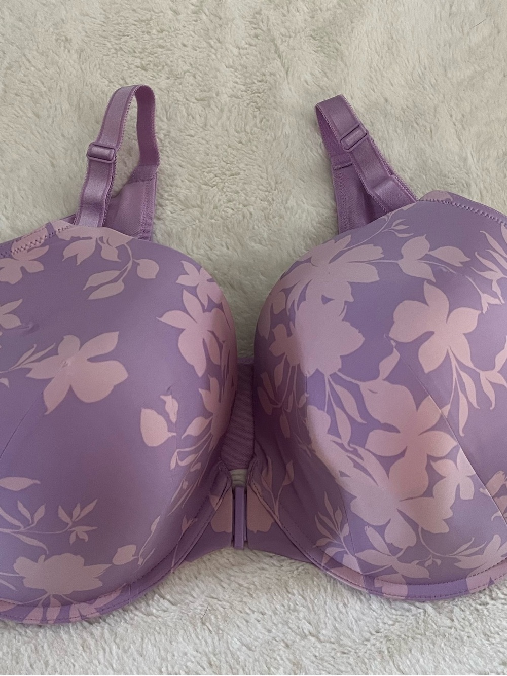 Smooth Floral Underwire Bra in Lavender Pink